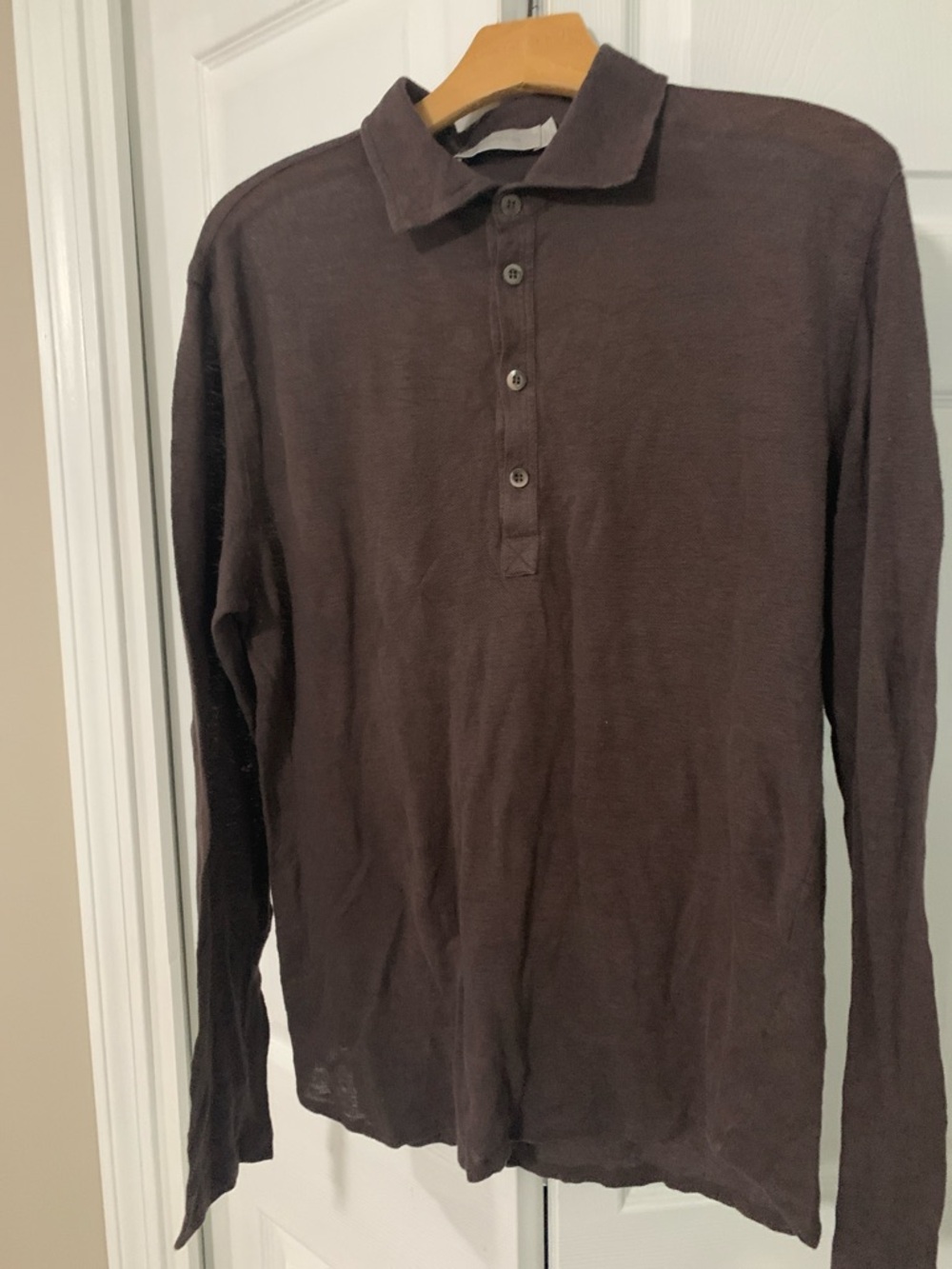 Ermenegildo Zegna Long-Sleeve Polo in Brown